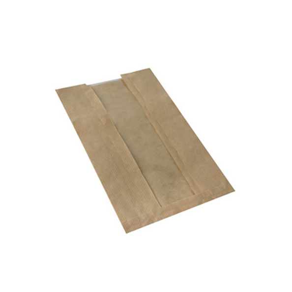 Broodzak met pla venster bruin 30x16x6 cm - 2