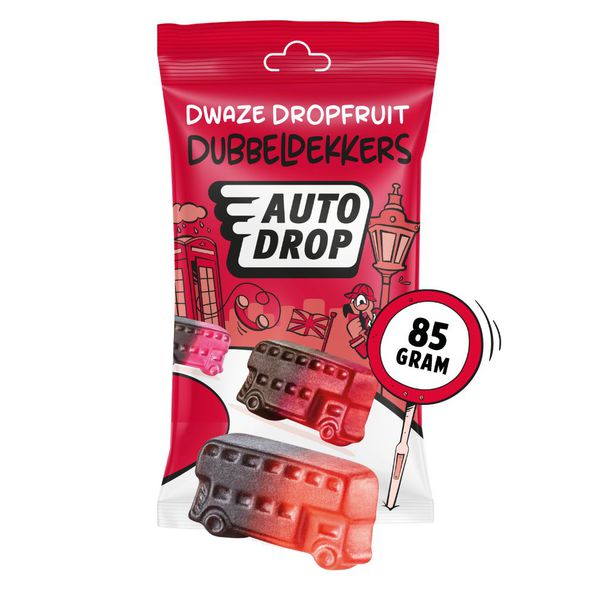 Autodrop snackpack doldwaze drop fruit dubbeldekkers 85 gr - 2