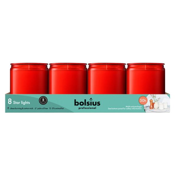 Bolsius prof star light glas rood a8 - 3