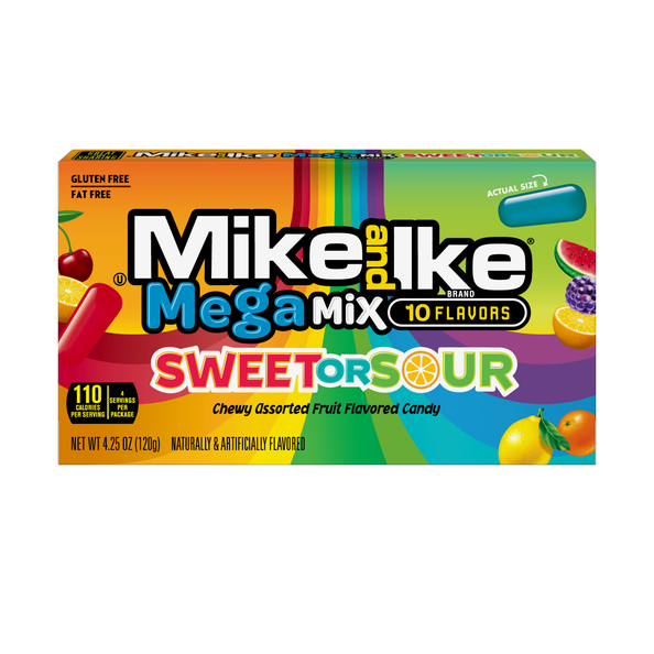 Mike and ike mega mix sweet or sour theatre box 120 gr