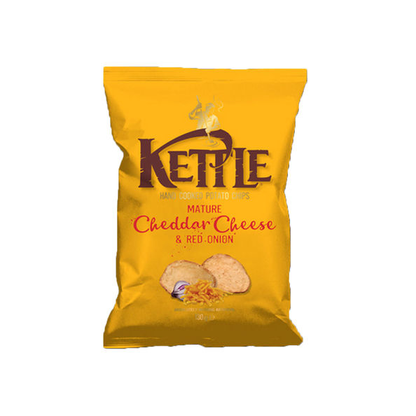 Kettle chips cheddar red onion 130 gr