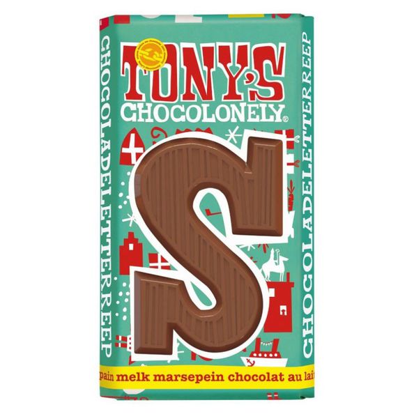 Tony's Chocolonely Letter S melk marsepein 180 gr