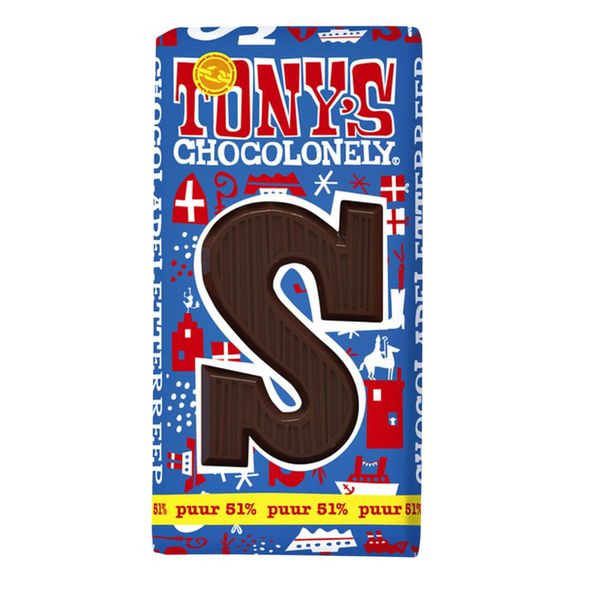 Tony's Chocolonely Letter S puur 180 gr
