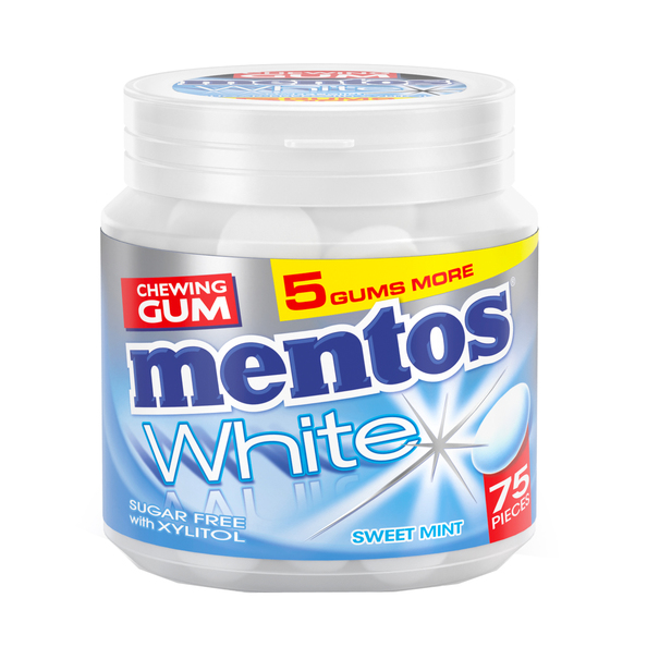 Mentos gum white sweetmint bottle 75 stukjes