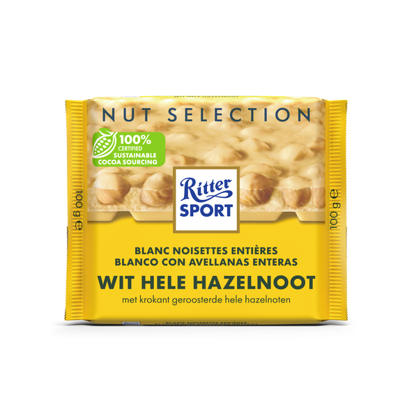 Ritter Sport wit hele hazelnoot 100 gr