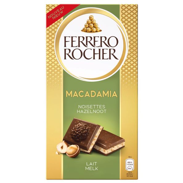 Ferrero rocher tablet hazelnut macadamia 90 gr