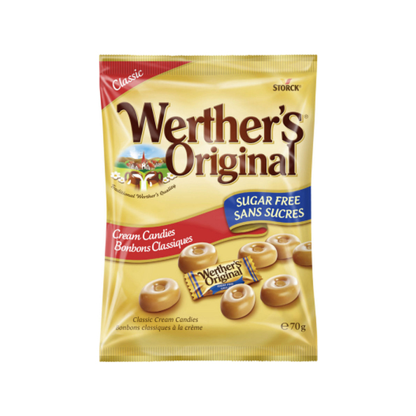 Werther's original klassieke roomsnoepjes suikervrij zak 70 gr