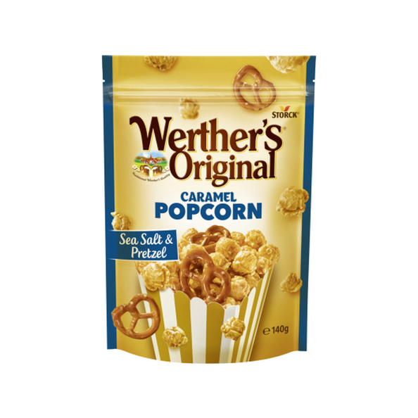 Werther's original caramel popcorn sea salt pretzel zak 140 gr