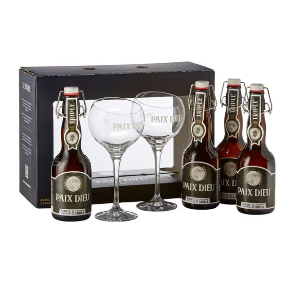 Paix dieu geschenkverpakking 4 flesjes + 2 glazen