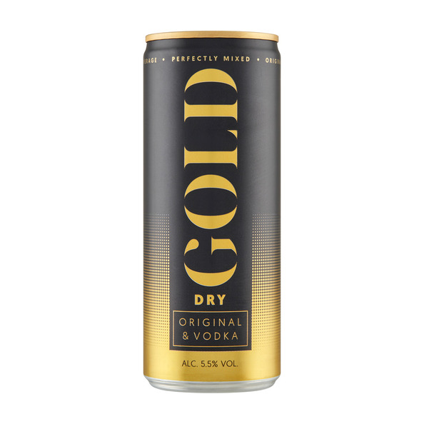 Gold dry original & vodka blik 250 ml
