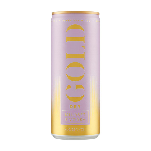 Gold dry mindset & vodka blik 250 ml