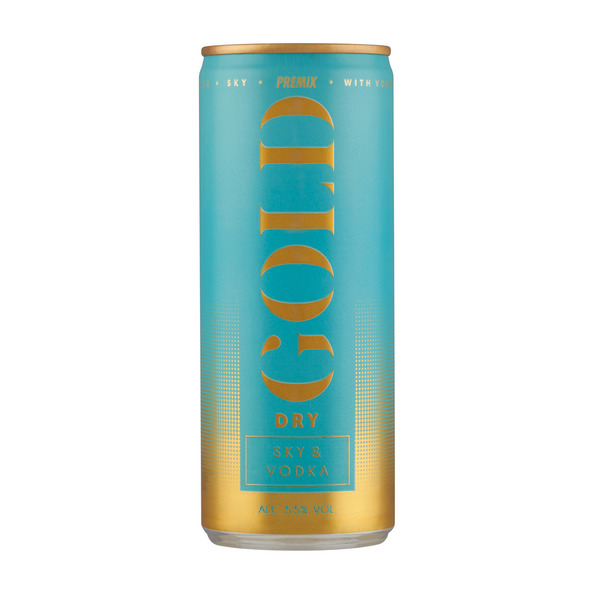 Gold dry sky & vodka blik 250 ml