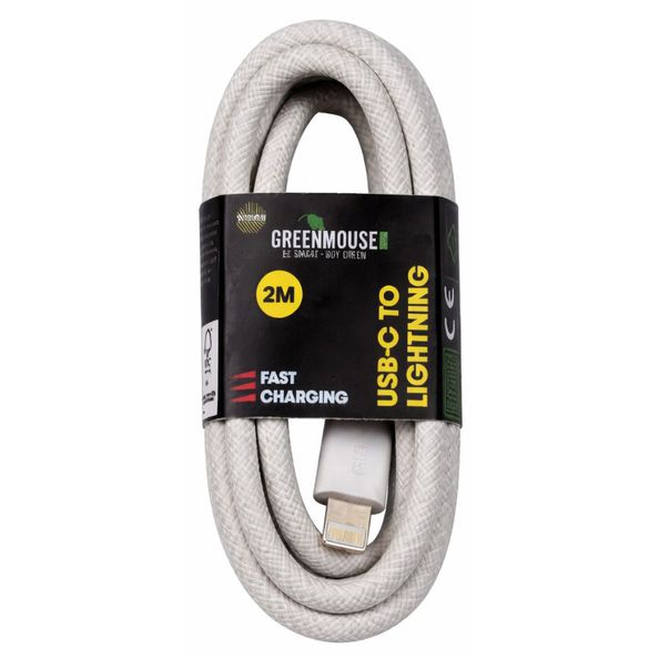 Greenmouse USB-C naar Lightning datakabel Woven 2 meter