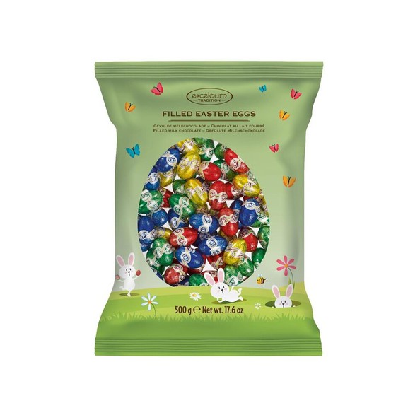 Excelcium paaseitjes gevuld melk + melk hazelnootvulling 500 gr