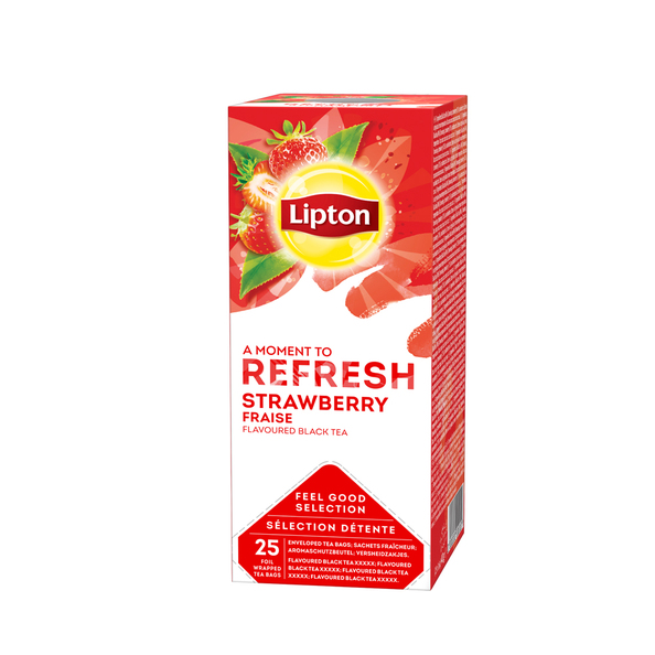 Lipton Feel Good Selection Zwarte Thee Aardbei 25 zakjes