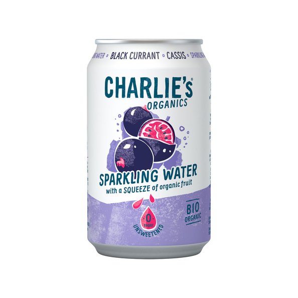 Charlie's organic sparkling cassis bio blik 33 cl