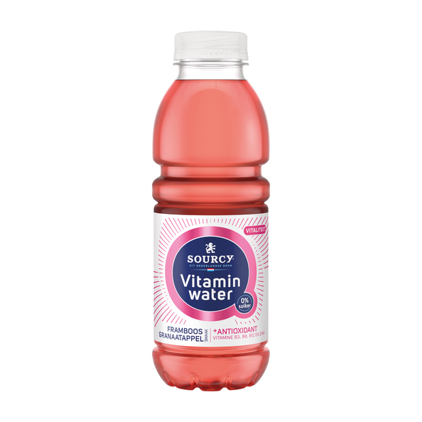 Sourcy vitaminwater framboos granaatappel met antioxidant vitaliteit pet 50 cl - 1