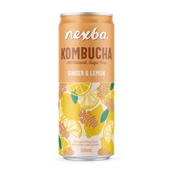 Nexba kombucha ginger & lemon blik 33 cl