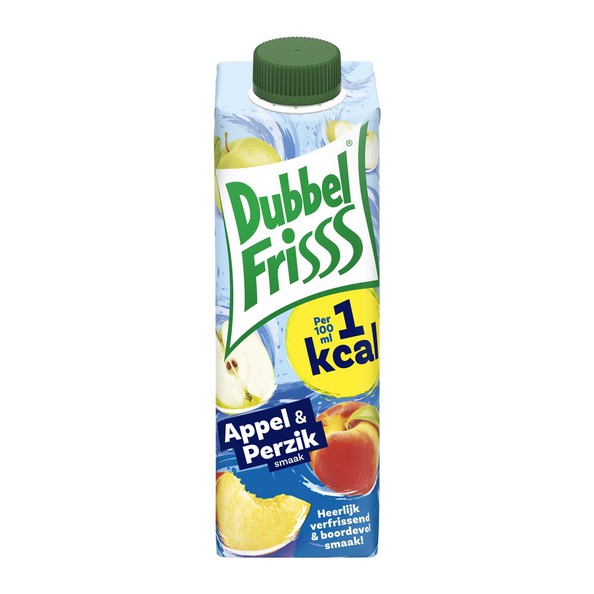 Dubbelfrisss 1Kcal appel perzik pak 350 ml