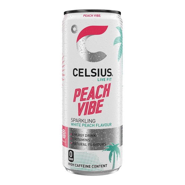 Celsius peach vibe blik 250 ml