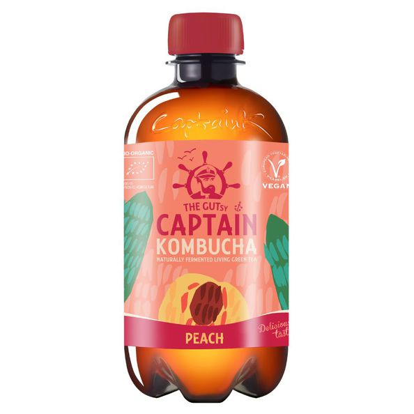 The Gutsy Captain kombucha peach bio pet 400 ml