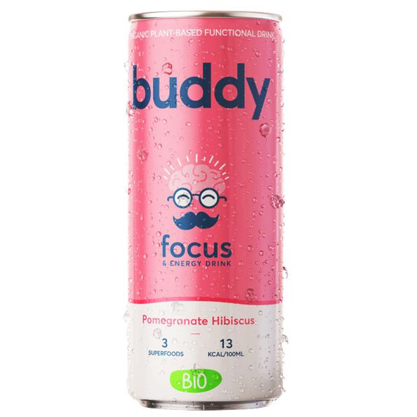 Buddy pomegranate hibiscus bio blikje 250 ml