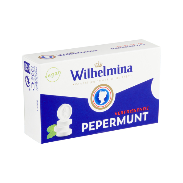 Wilhelmina pepermunt vegan liggend doosje 100 gr