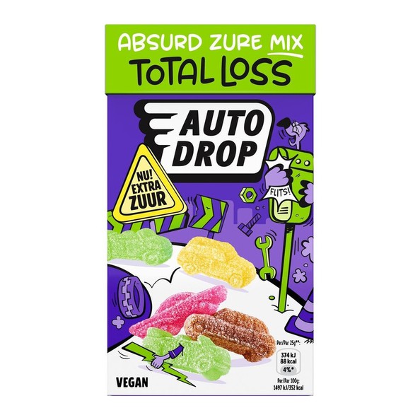 Autodrop zot zure total loss vegan zakje 280 gr