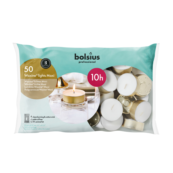 Bolsius professional maxi waxine lichten wit 10 branduren 50 stuks