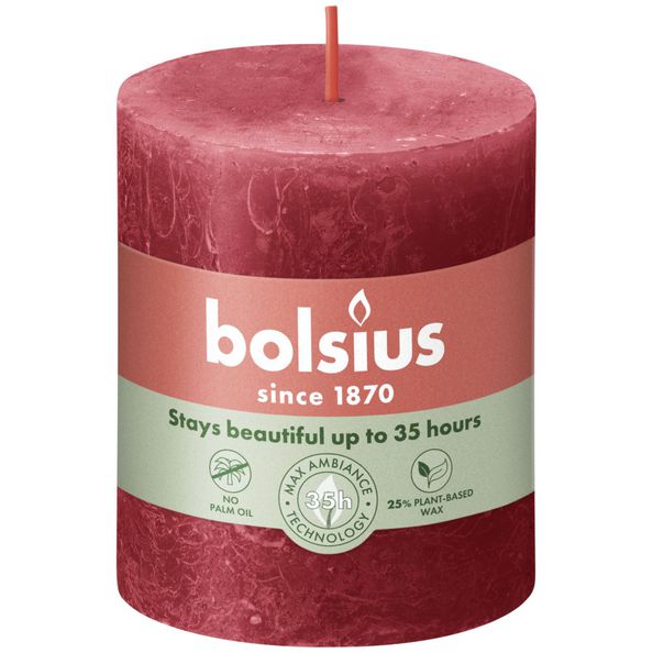 Bolsius Rustiek stompkaars 80/68 Delicate Red