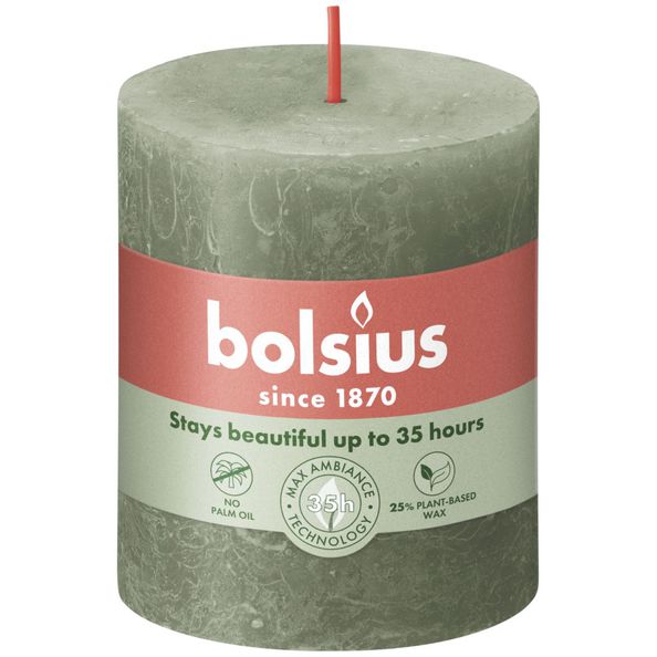 Bolsius Rustiek stompkaars 80/68 Fresh Olive