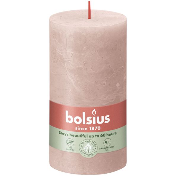 Bolsius Rustiek stompkaars 130/68 Misty Pink