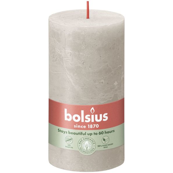 Bolsius Rustiek stompkaars 130/68 Sandy Grey