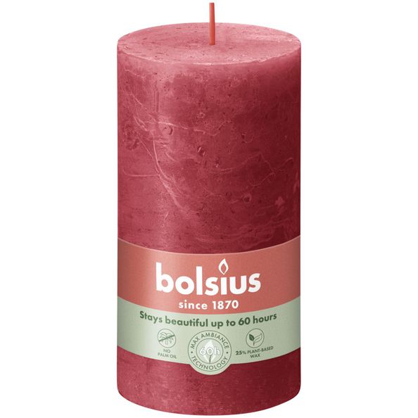 Bolsius Rustiek stompkaars 130/68 Delicate Red