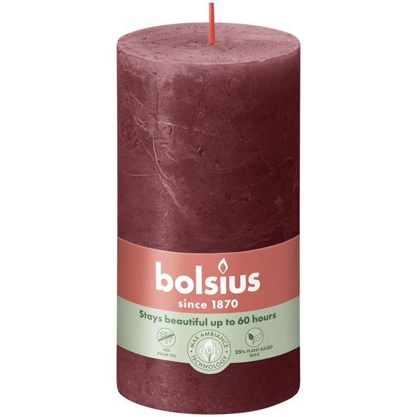Bolsius Rustiek stompkaars 130/68 Velvet Red