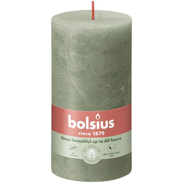 Bolsius Rustiek stompkaars 130/68 Fresh Olive