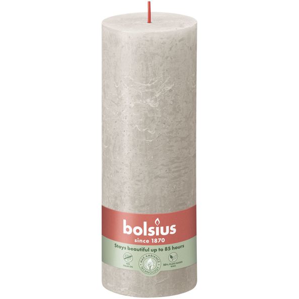 Bolsius rustiek stompkaars 190/68 sandy grey