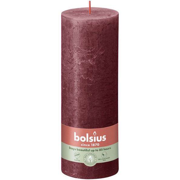 Bolsius rustiek stompkaars 190/68 velvet red