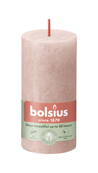 Bolsius Rustiek stompkaars 100/50 Misty Pink