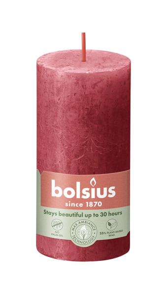 Bolsius Rustiek stompkaars 100/50 Delicate Red