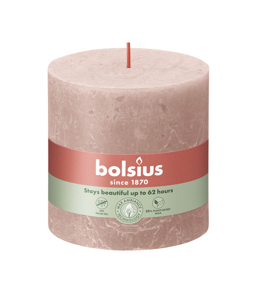 Bolsius Rustiek stompkaars 100/100 Misty Pink