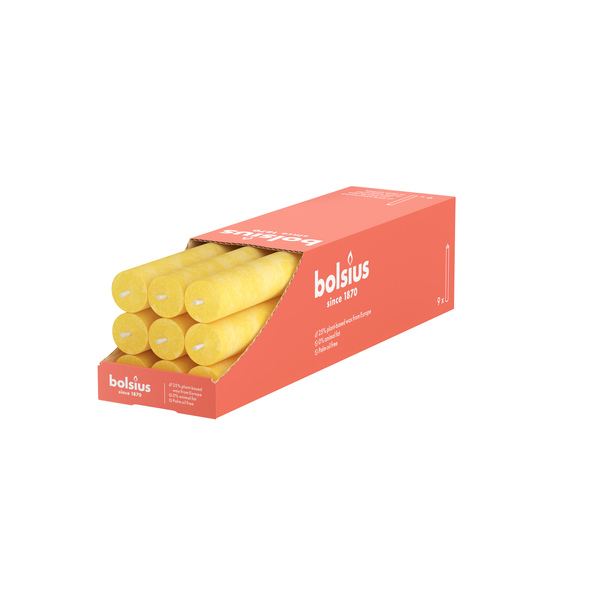 Bolsius Rustiek tafelkaars 9 stuks Sunny Yellow