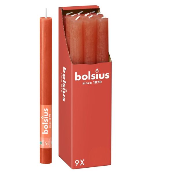 Bolsius Rustiek tafelkaars 9 stuks Earthy Orange