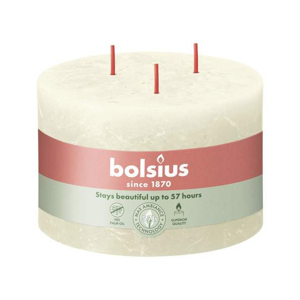 Bolsius Rustiek kaars 90/140 3 lonten Soft Pearl