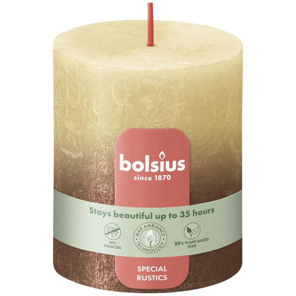 Bolsius Rustiek fading metallic stompkaars 80/68 Oat Beige + Copper