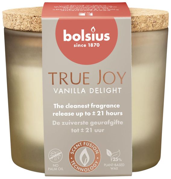 Bolsius Geurglas met kurk 66/83 True Joy Vanilla Delight