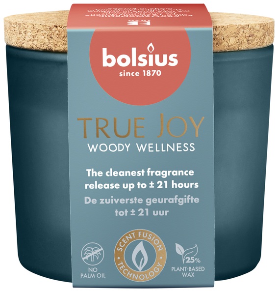 Bolsius Geurglas met kurk 66/83 True Joy Woody Wellness