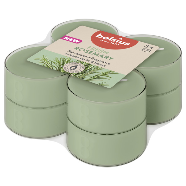 Bolsius Maxilichten clear cup 8u True Scents Rosemary