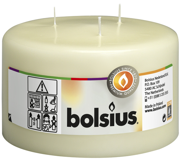 Bolsius Mammoetkaars 3 lonten 100/150 Ivoor