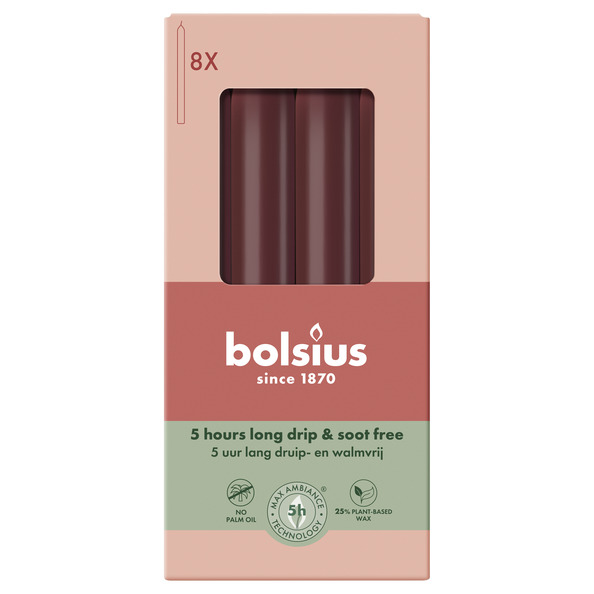 Bolsius Dinerkaarsen 170/20 doos 8 Velvet Red